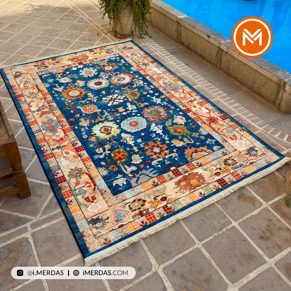 فرش کهنه نما کد 22229 زمینه تمام رنگ